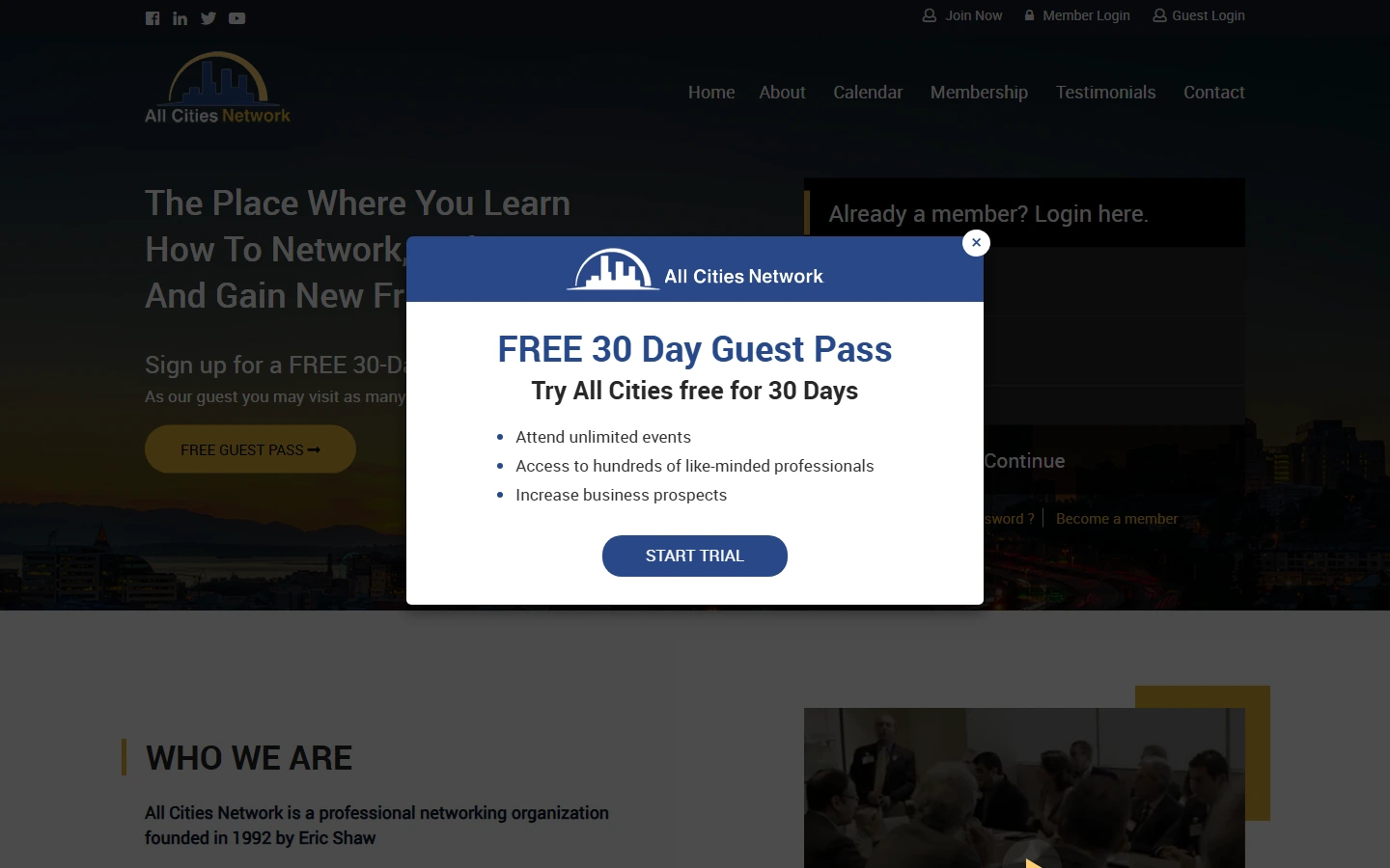 All Cities Network website screenshot