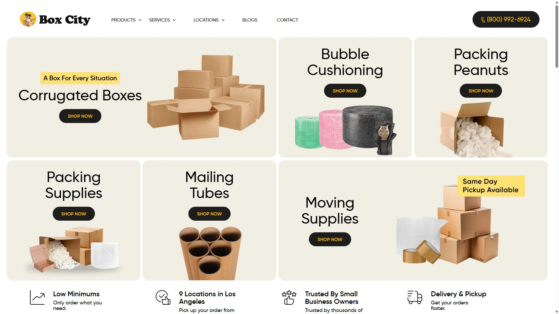 BoxCity website screenshot