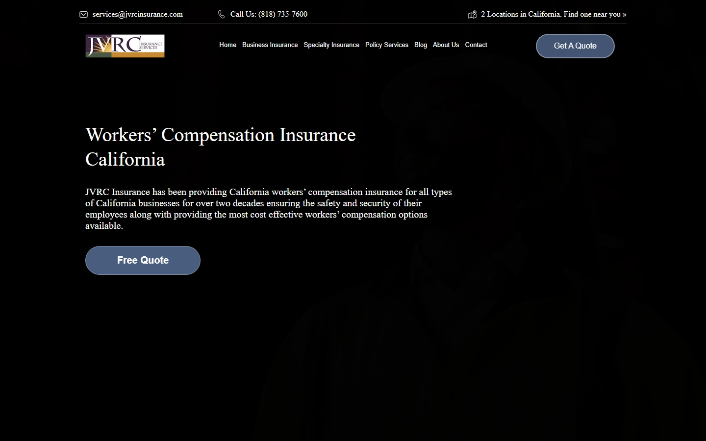JVRC Insurance website screenshot