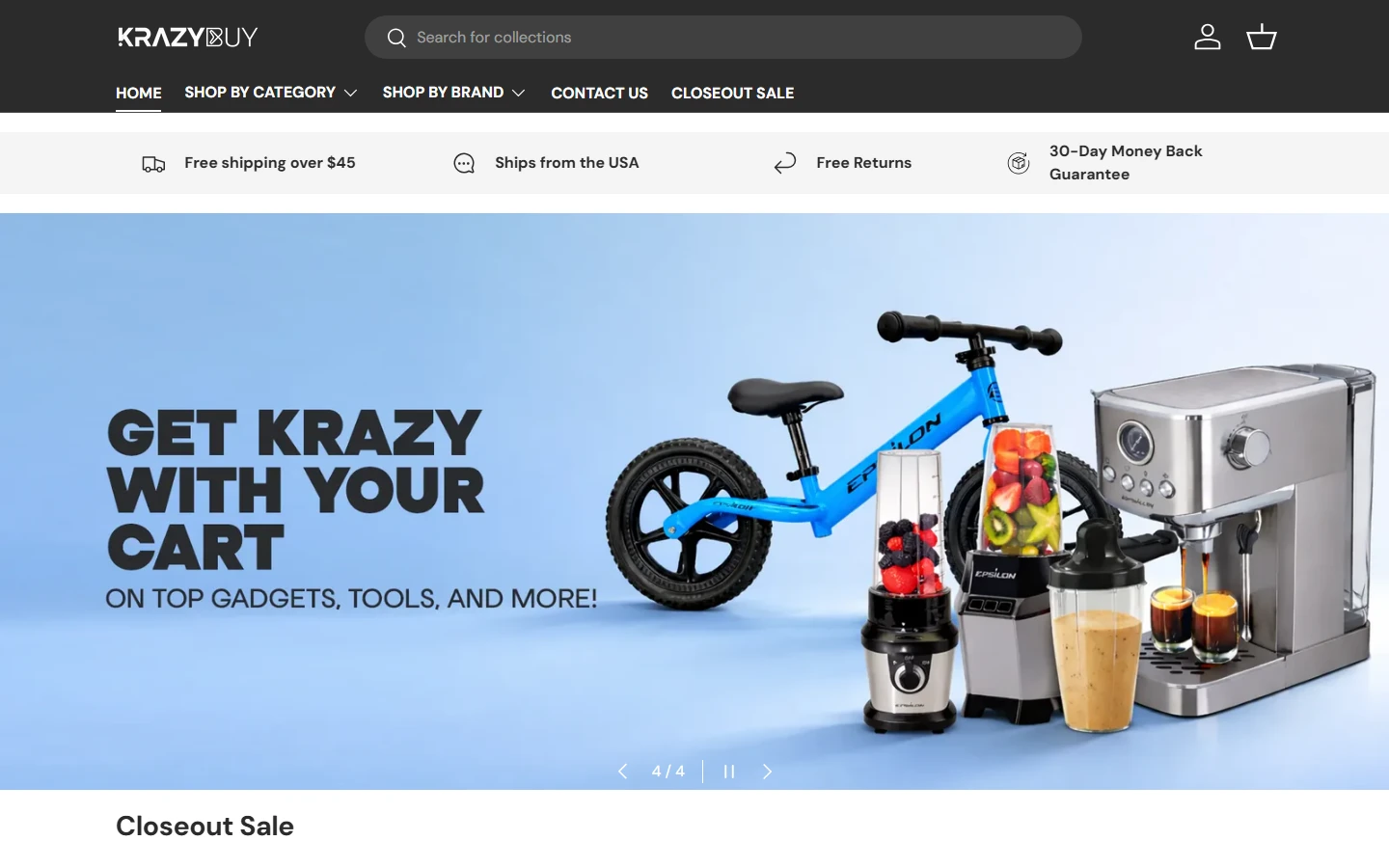 KrazyBuy website screenshot